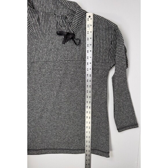 T by Talbots Sweatshirt Women XS Gray Striped Cowl Neck Tie Pullover Long Sleeve - Picture 11 of 13